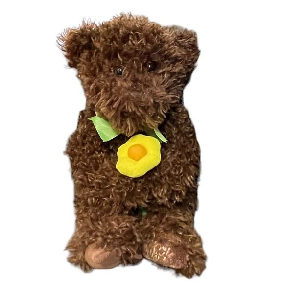 Russ Berrie Plush Teddy Bear Daisy Flower Stuffed Ribbon Shower Nursery Decor 9" - Picture 3 of 13